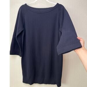 Hermès Navy Blue 100% Cashmere Boatneck 3/4 Sleeve Sweater Dress 38 / 6